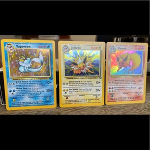 Flareon, Jolteon, & Vaporean Jungle Holo Pokémon Cards